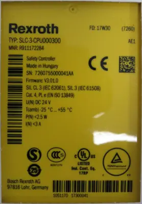 NEW REXROTH R911172284 SAFETY CONTROLLER SLC-3-CPU000300