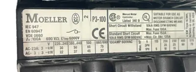 NEW MOELLER P3-100/E CIRCUIT INTERRUPTER P3100E