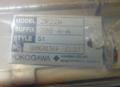 Yokogawa ZR22A-200-A-A Zirconia Analyzer Heater Assembly Style S1 New NIB