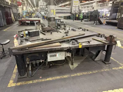 120" X 100" HEAVY DUTY STEEL LAYOUT WORK STATION TABLE: STOCK #23551