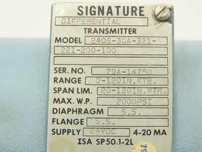 Bristol Acco Differential Pressure Transmitter Signature 0-120" WC 24VDC 2000psi