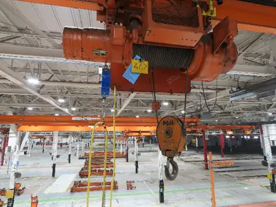 Cleveland Tramrail P&H 3 Ton Single Girder Underhung Bridge Crane 45' 10" Span