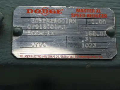 Dodge 56CM12A Master XL Speed Reducer 162:1 Gearbox 0.3Hp 11rpm 56C RH Output