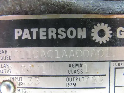 Paterson NC119AC1AA00A01 2.24/1 Gearmotor 769 Output RPM 1/3HP 208-230/460V 3PH