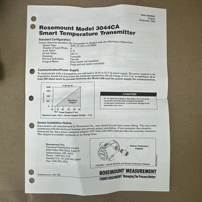 New | in-Stock Rosemount 3044CA1B4 Test Equipment - Other Indiana US | J&J Industrial Supply #1259667