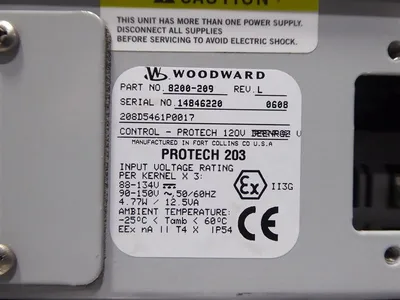 Woodward ProTech 203 8200-209 Generator Overspeed Protection System Rev. L Used