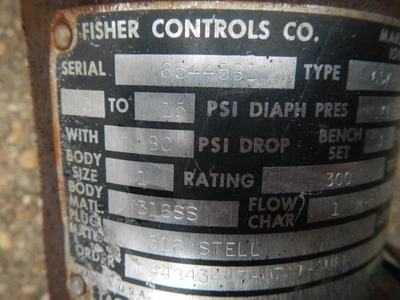 Fisher 1" 300 Class 316 Stainless Steel Control Valve
