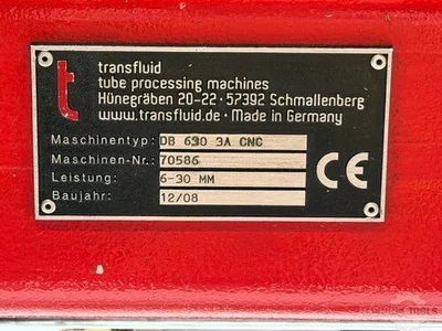 Used 2008 TRANSFLUID DB630 A3 CNC Pipe, Tube & Bar Benders NL | Mach 4 Metal #1404099