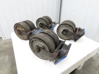 12x4" Swivel Plate Caster Polyurethane Dual Wheel Kingpinless  Set of 4