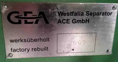 Westfalia SC 120-36-777 self-thinking clarifier centrifuge, 316SS.