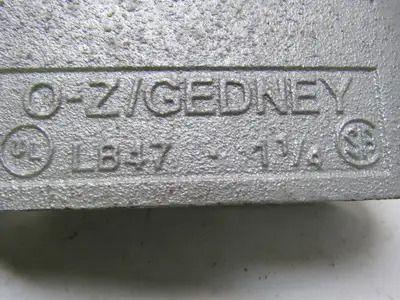 OZ Gedney LB47 1-1/4" Type LB Conduit Body W/O Cover Lot of 2