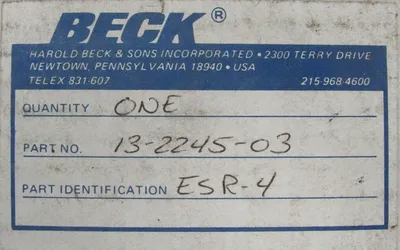 NEW BECK ESR-4 CONTROL BOARD ESR4 13-22458-03