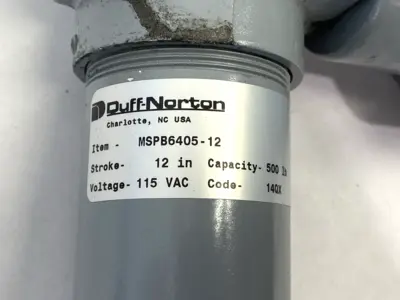 USED DUFF-NORTON LINEAR ACTUATOR 500LB CAPACITY 12" STROKE 115VAC