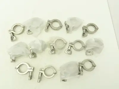 1-1.5 Steel Bolted Sanitary Clamp 304SS 1" to 1-1/2" Pipe Lot of 14