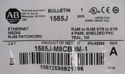 ALLEN BRADLEY 1585J-M8CBJM-1 ETHERNET CABLE SER.A 1585JM8CBJM1 NEW SURPLUS