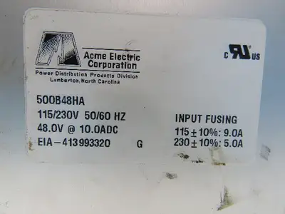 ACME Electric Corp. 500B48HA Linear Power Supply 115/230V 50/60Hz
