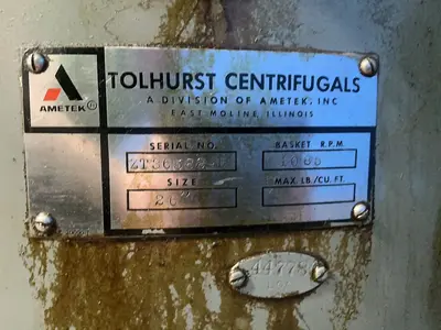Used TOLHURST _UNKNOWN_ Basket Peeler Centrifuges Ohio US | HGR 24 #1520856