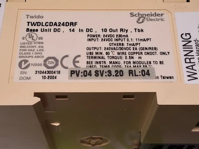 SCHNEIDER ELECTRIC TELEMECANIQUE TWDLCDA24DRF PROGRAMMABLE CONTROLLER 24VDC