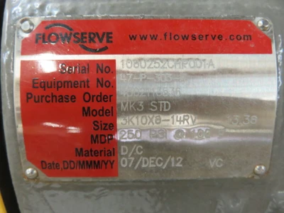 USED Durco Flowserve MK3STD