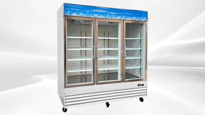 171-0343 80" 3 Glass Door Self Contained Freezer