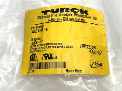 New | in-Stock Turck EuroFast Cable Cordset Single-Ended M12 Female U5306-17 Misc Electrical & Power Parts Michigan US | Maverick Industrial Sales #1395969