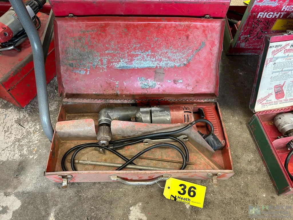 Used _UNKNOWN_ MILWAUKEE 1/2" RIGHT ANGLE DRILL W/ CASE Portable Drills including Magnetic Base Illinois US | Heath Industrial Auction Services #1379518