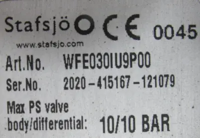 NEW STAFSJO WFE030IU9P00 KNIFE GATE VALVE 12" WB14E/SC200 SEC.200-320M