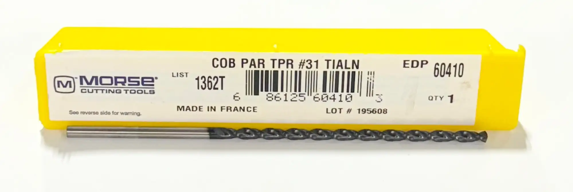 Morse #31 Cobalt Drill Bit 7xD Taper Length TiAlN Coated Parabolic Flute