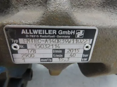 Allweiler EMTEC-A140R39W110221 Three Screw Coolant Pump 178 L/Min 580 PSI