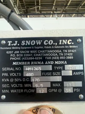 Used TJ SNOW 170 KVA Spot Welders Ohio US | G-2000, Inc. #1264792