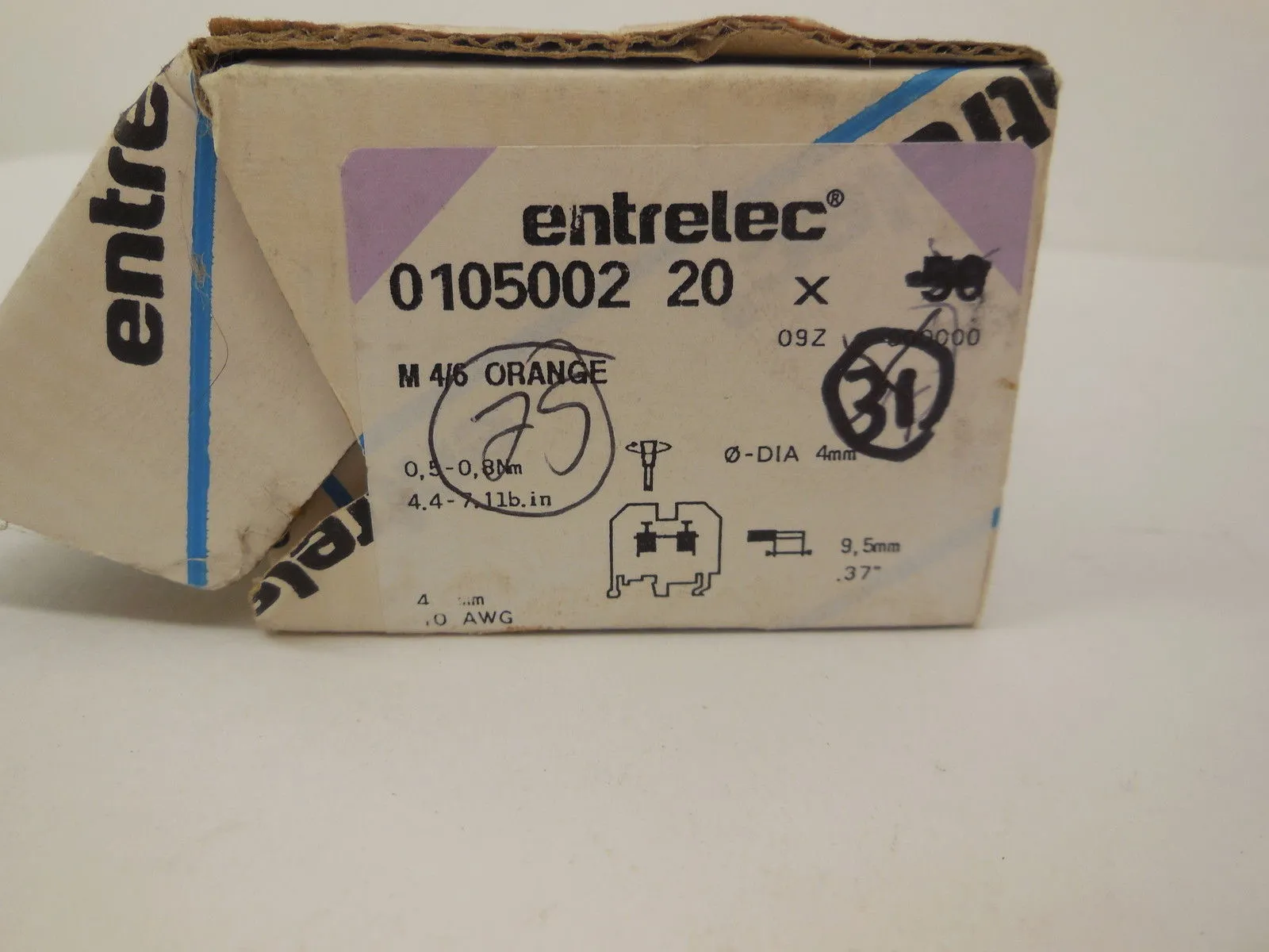 28 NEW ENTRELEC 0105.002.20 TERMINAL BLOCKS 010500220