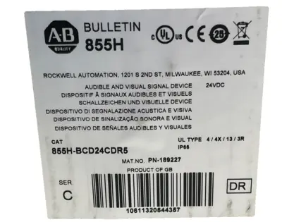 ALLEN BRADLEY 855H-BCD24CDR5 IND. HORN WITH BEACON 855HBCD24CDR5 NEW, SURPLUS