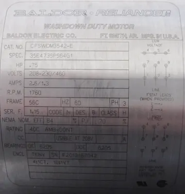 NEW BALDOR CFSWDM3542-E MOTOR .75HP 208-230/460V 1760RPM