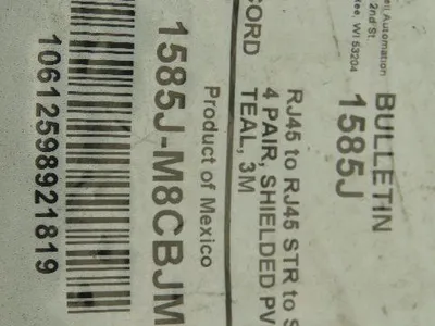 Allen Bradley 1585J-M8CBJM-3 Ethernet Patch Cable RJ45 Ser A 10'