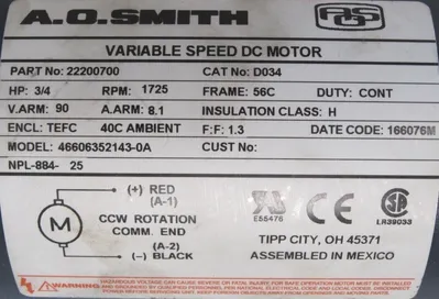 NEW BOSTON GEAR F715E10KB5G1 GEAR MOTOR 10:1 3/4HP 90VDC 46606352143-0A D034