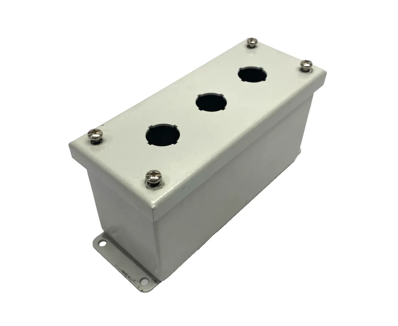 | Wiegmann PBGX3 22mm Pushbutton Enclosure, 3-Button, Steel, Painted Light Gray - Used