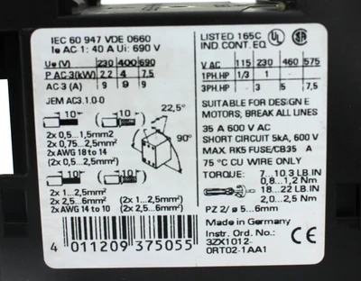 USED SIEMENS 3RT1023-1B..0