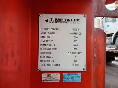 Underground Substation w/ 500 kVA Transformer, 4160V HV, 600Y/346V LV