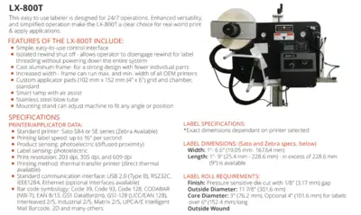 New | in-Stock LOVESHAW CORPORATION LX800T Label Printers Ontario CA | Crawford Packaging #1276202