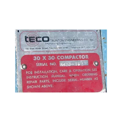 Used Teco 30x30 Bag Compactor Densifier