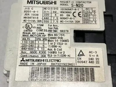 Used MITSUBISHI S-N20 PLC Contactors | Ideal Machinery #621855