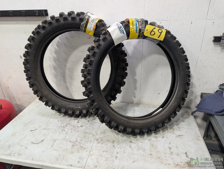 Used _UNKNOWN_ (2) TIRES DUNLOP GEOMAX MX33 L-TS 100/100-1859M & L-TS 120/90-18 65M NEW Wheels & Tires Illinois US | Heath Industrial Auction Services #1546758