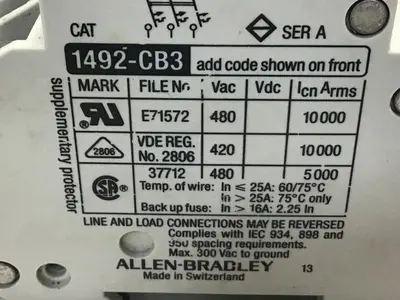 USED ALLEN BRADLEY 1492-CB3/G040 SER A