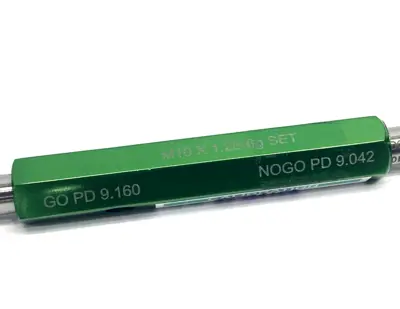 S1001256GS, 55336150 | GF Gage S1001256GS Truncated Taperlock Thread Gage M10x1.25-6g SET Go/Nogo PD - Used