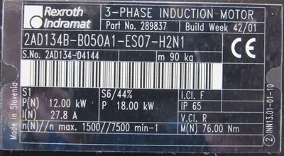 NEW INDRAMAT 2AD134B-B050A1-ES07-H2N1 SERVO MOTOR 289837