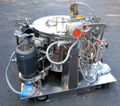 Sanborn 30 x 16 sanitary perforate basket centrifuge, 316L SS.