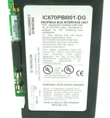 USED GE FANUC IC670PBI001 PROFIBUS INTERFACE UNIT IC670PBI001-DG