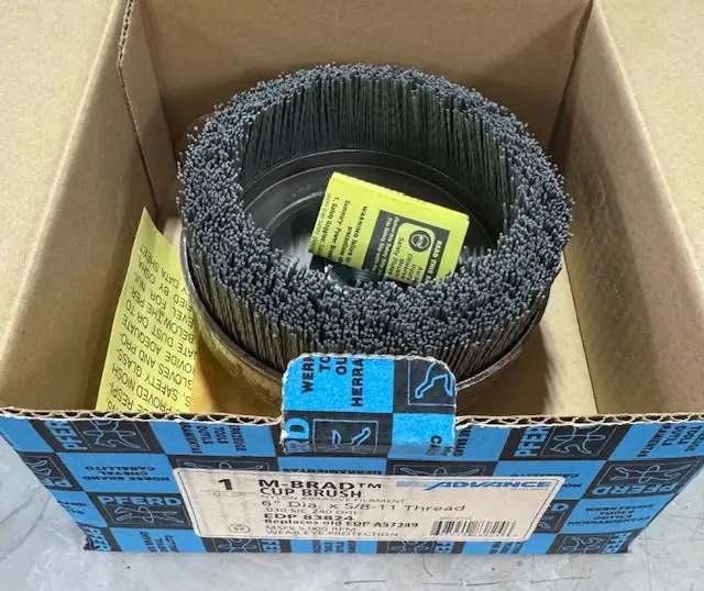 PFERD 6" x 5/8-11 M-BRAD Cup Brush Nylon Abrasive Filament .030 SiC 240 Grit