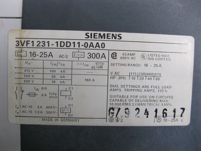 NEW Siemens 3VF1231-1DD11-0AA0