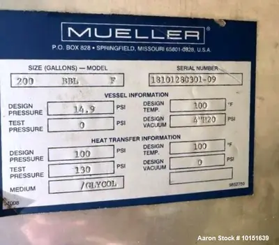 Used MUELLER CORP _UNKNOWN_ Jacketed Tanks Illinois US | Aaron Equipment #1424737